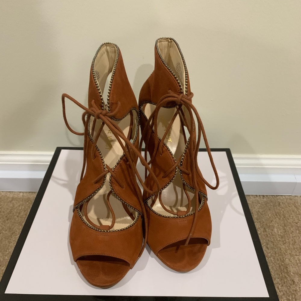 Nine West heels, tie up heels.